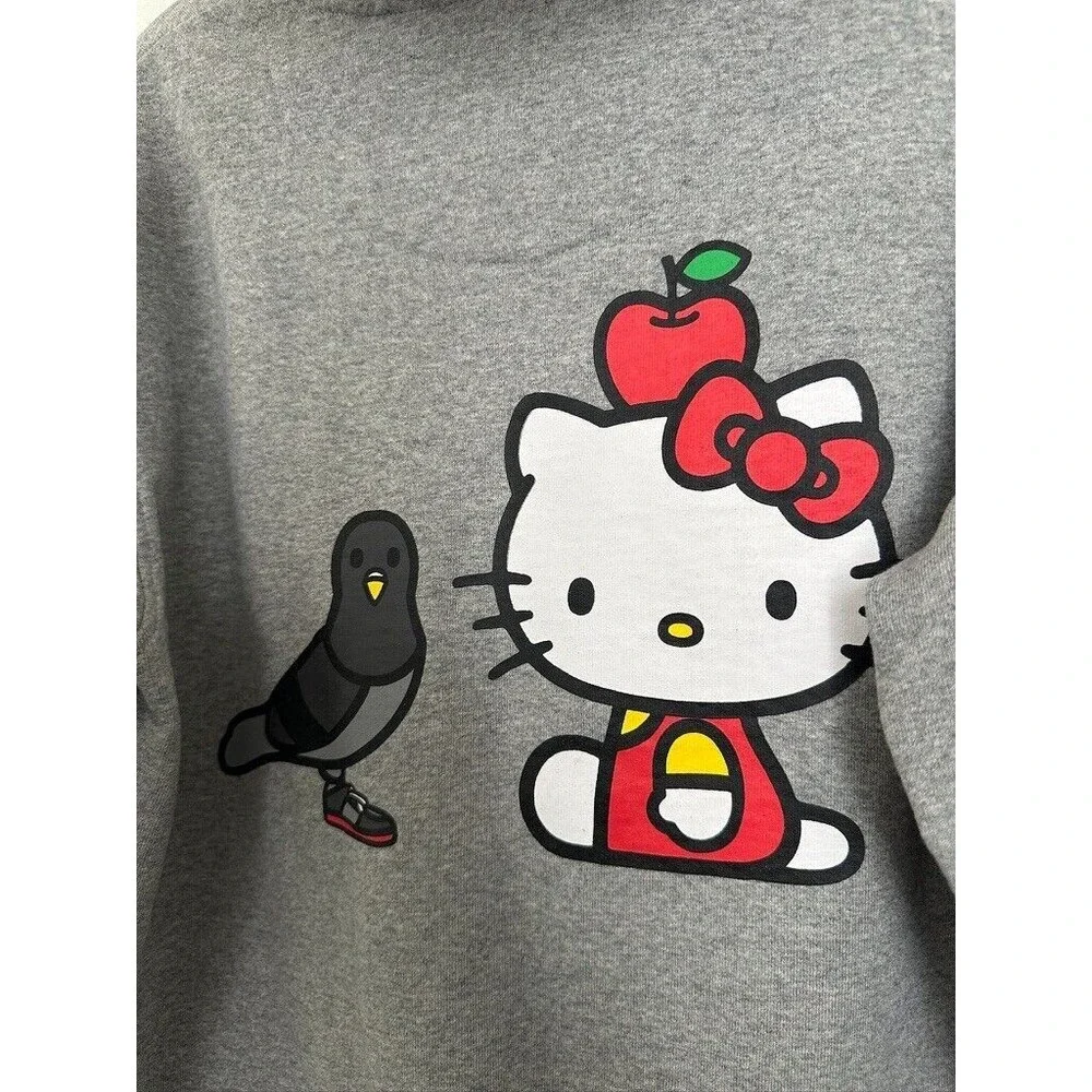 Staple Pigeon x Hello Kitty Hoodie Sweater Gray Heavyweight Cotton Unisex Small